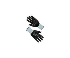 Рукавички синтетичні білі з чорним нітриловим повним покриттям NL9802 